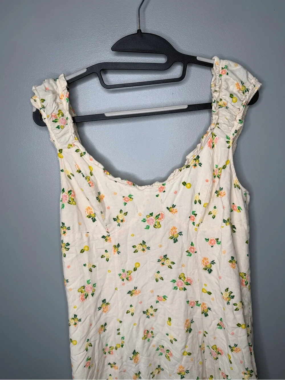 Free People Like A Lady Mini Dress Linen Blend Fruit Floral